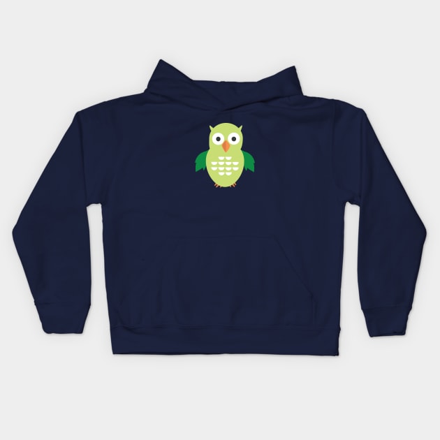 Green & Green Owl Kids Hoodie by adamzworld